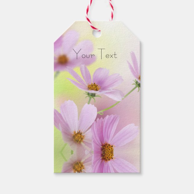 Personlig bild och rosa blomma akvarell presentetikett (Framsidan)
