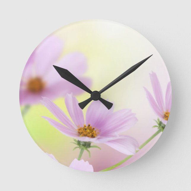 Personlig bild och rosa blomma akvarell rund klocka (Framsida)