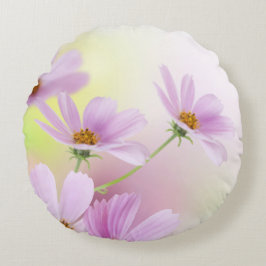 Personlig bild och rosa blomma akvarell rund kudde