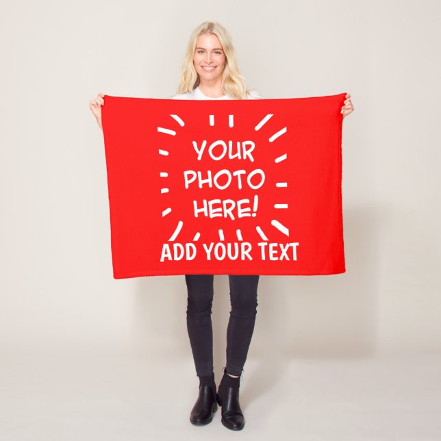 Personlig bild och text Enkel Fleecefilt (På plats)