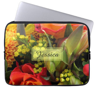 Personlig bild på orange blomsterbukett laptop fodral