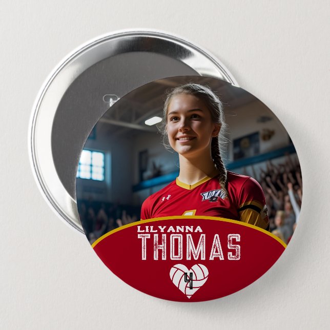 Personlig Bild volleyball Player Namn nummer Knapp (Framsida & baksida)