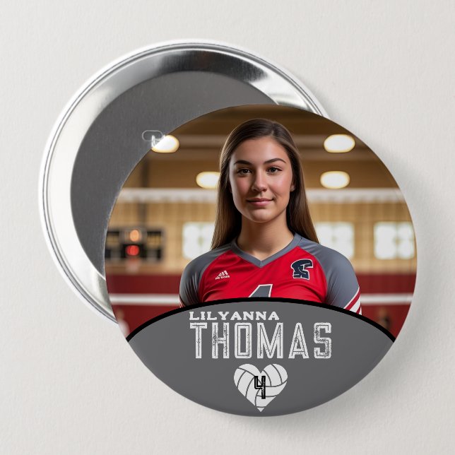 Personlig Bild volleyball Player Namn nummer Knapp (Framsida & baksida)