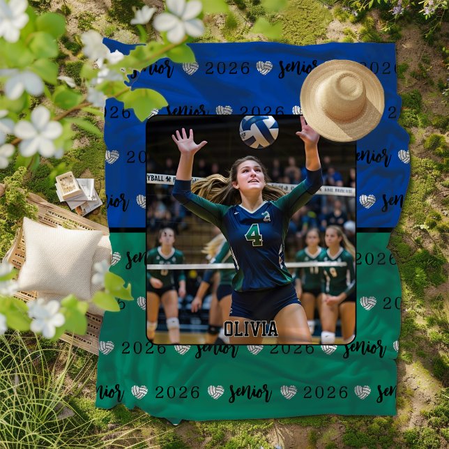 Personlig Bild Volleyball Senior Gift Fleecefilt (Skapare uppladdad)