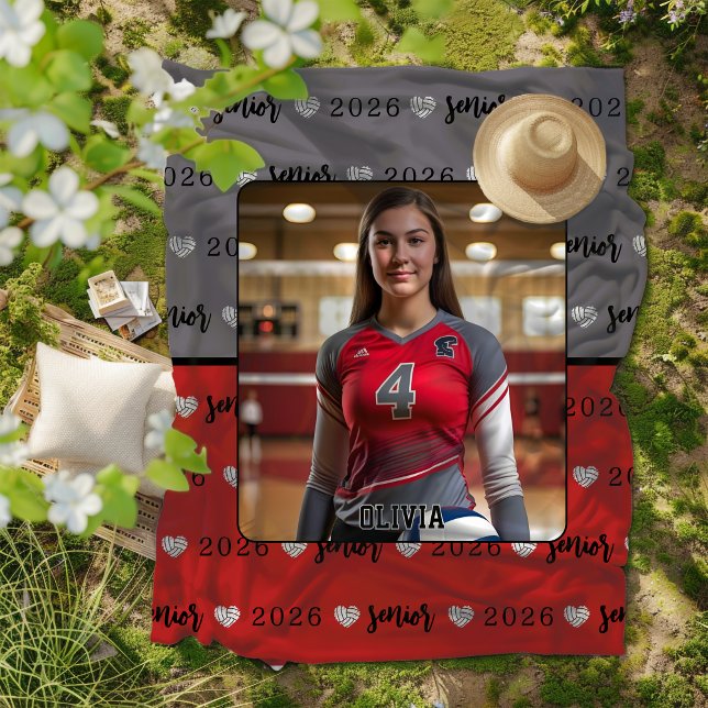 Personlig Bild Volleyball Senior Studenten Fleecefilt (Skapare uppladdad)