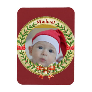 Personlig bildram och julkrans  magnet