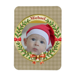 Personlig bildram och julkrans  magnet