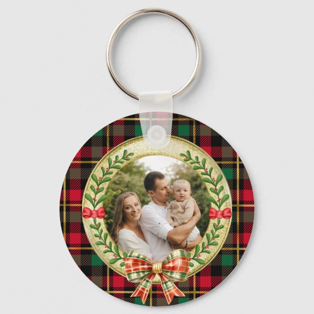 Personlig bildram och julkrans  nyckelring (Framsida)