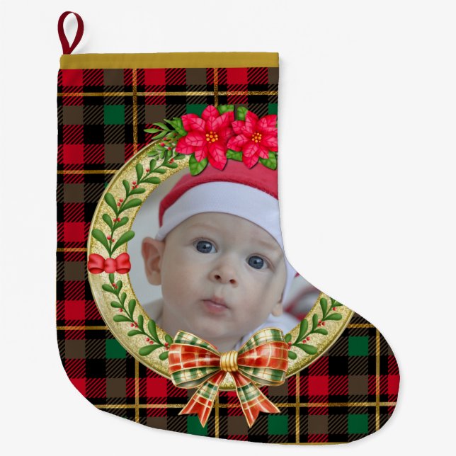 Personlig bildram och julkrans  stor julstrumpa (Framsidan)