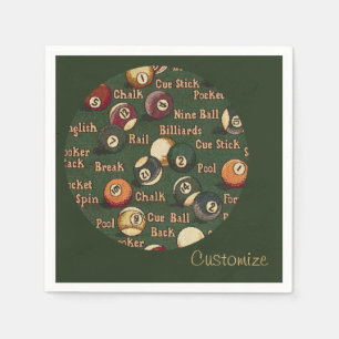Personlig Billiard Bollar Background Napkins Pappersservett