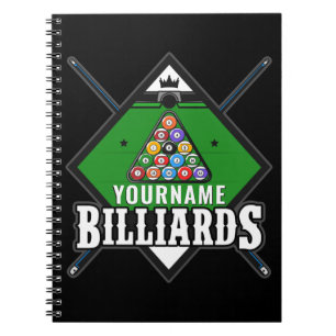 Personlig Billiards NAMN Cue Rack Bassäng Room Anteckningsbok