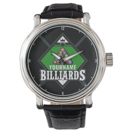 Personlig Billiards NAMN Cue Rack Bassäng Room Armbandsur