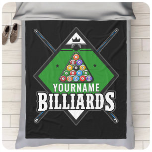 Personlig Billiards NAMN Cue Rack Bassäng Room Fleecefilt
