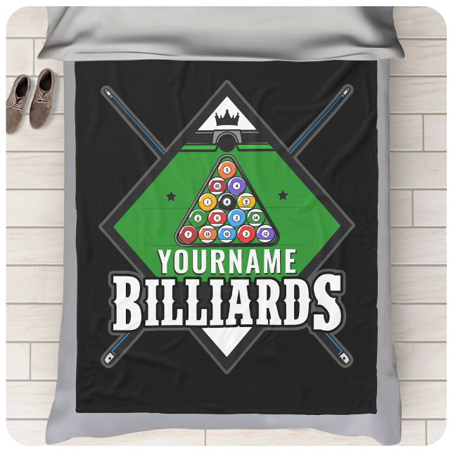Personlig Billiards NAMN Cue Rack Bassäng Room Fleecefilt (Skapare uppladdad)