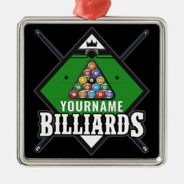 Personlig Billiards NAMN Cue Rack Bassäng Room Julgransprydnad Metall