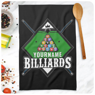Personlig Billiards NAMN Cue Rack Bassäng Room Kökshandduk