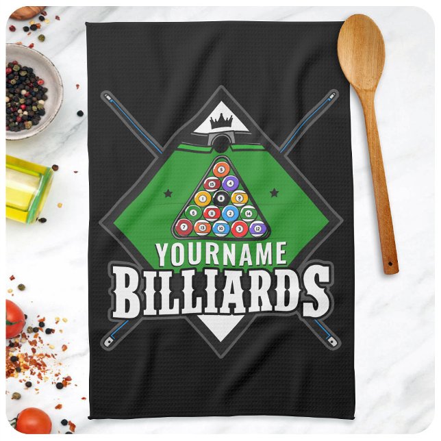 Personlig Billiards NAMN Cue Rack Bassäng Room Kökshandduk (Skapare uppladdad)