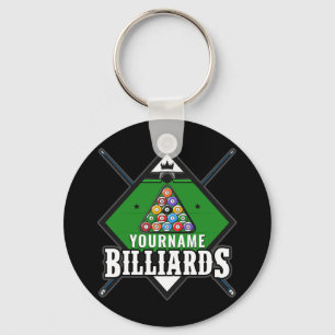 Personlig Billiards NAMN Cue Rack Bassäng Room Nyckelring