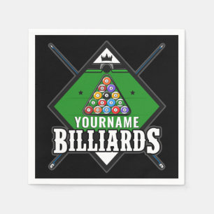 Personlig Billiards NAMN Cue Rack Bassäng Room Pappersservett
