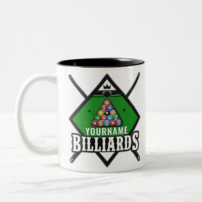 Personlig Billiards NAMN Cue Rack Bassäng Room Två-Tonad Mugg (Vänster)