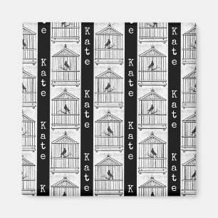 PERSONLIG Bird & Birdcages Art Custom Name Thro Magnet