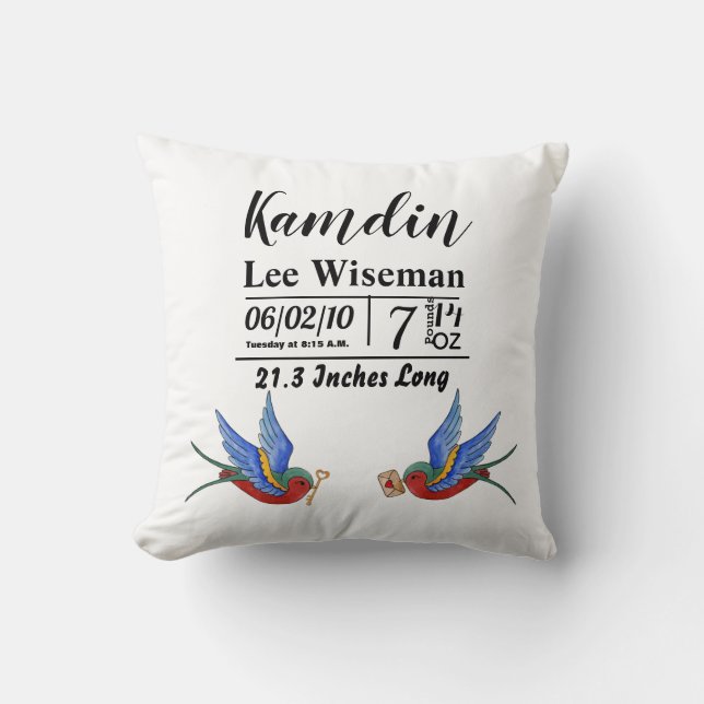 Personlig Birdpillow Traditional Bird Tattoo Kudde (Framsida)