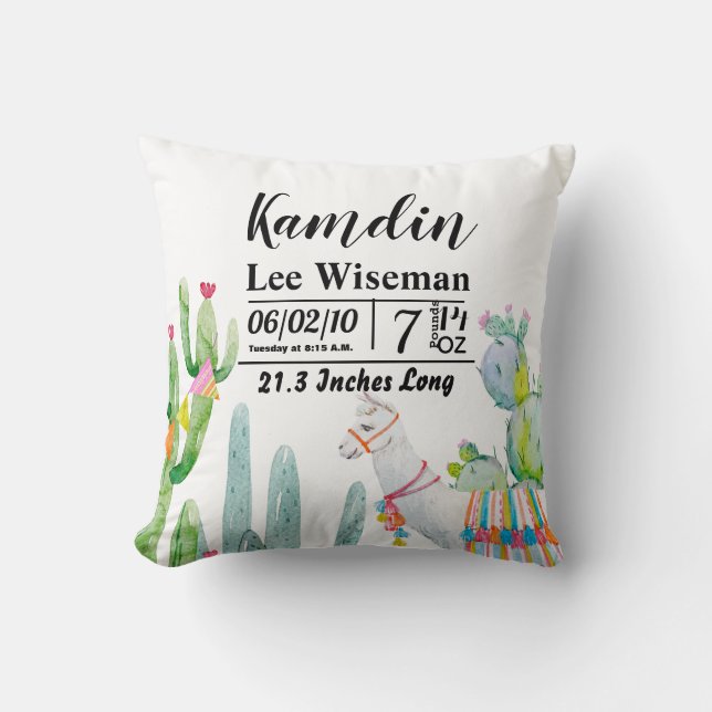 Personlig Birkelött Pillow Boho Llama Bohemian Cac Kudde (Framsida)