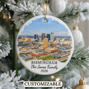 Personlig Birmingham-ornament, Anpassad Alabama Julgransprydnad Keramik