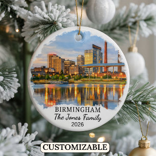 Personlig Birmingham-ornament, Anpassad Alabama Julgransprydnad Keramik