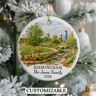 Personlig Birmingham-ornament, Anpassad Alabama Julgransprydnad Keramik