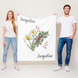 Personlig Birth Flower DECEMBER Narcissus Holly Fleecefilt