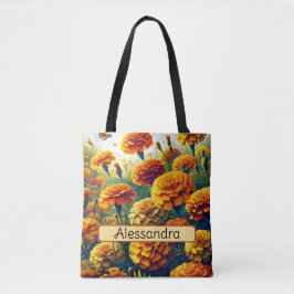 Personlig Birth Flower Marigold oktober Tygkasse
