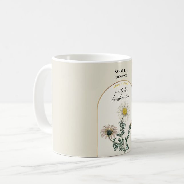 Personlig Birth Flower Month April Daisy Kaffemugg (Framsida vänster)