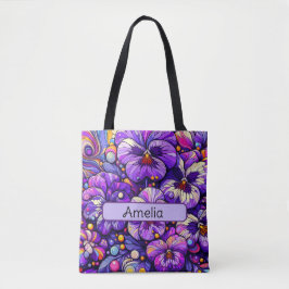 Personlig Birth Flower Violet Februari Tygkasse