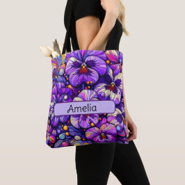 Personlig Birth Flower Violet Februari Tygkasse