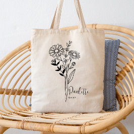 Personlig Birth Month Flower April Boho Tygkasse