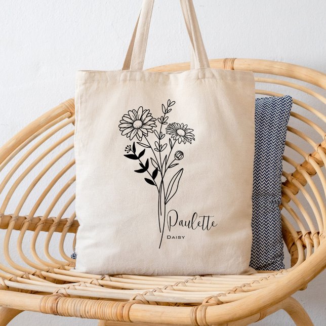 Personlig Birth Month Flower April Boho Tygkasse (Skapare uppladdad)