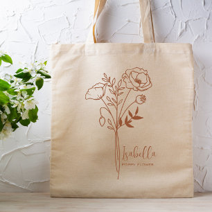 Personlig Birth Month Flower August Boho Rust Tygkasse