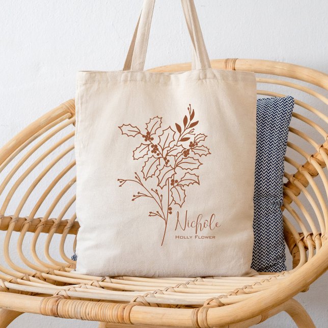 Personlig Birth Month Flower December Boho Rust Tygkasse (Skapare uppladdad)