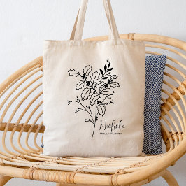 Personlig Birth Month Flower December Boho Tygkasse