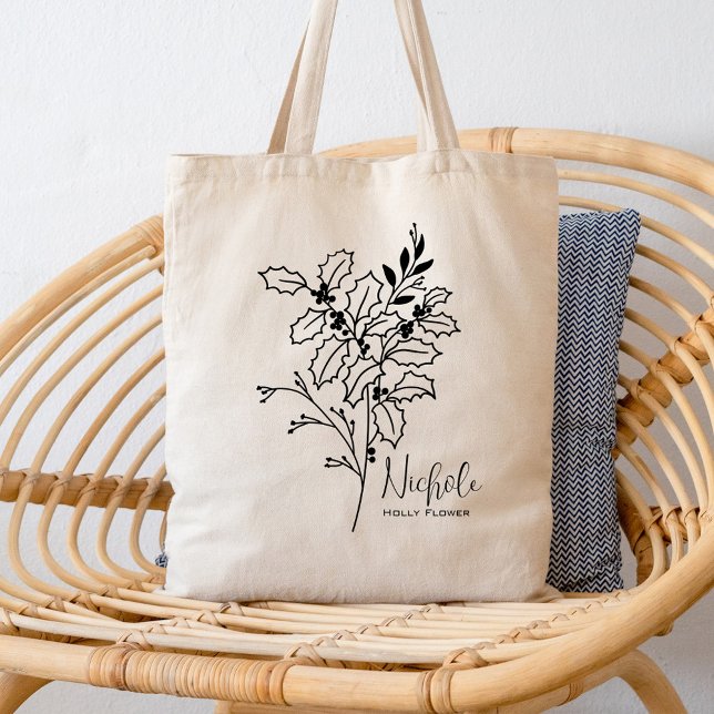 Personlig Birth Month Flower December Boho Tygkasse (Skapare uppladdad)