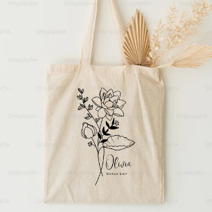 Personlig Birth Month Flower juli Boho Tygkasse