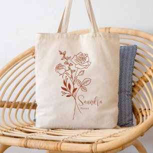 Personlig Birth Month Flower June Boho Tygkasse