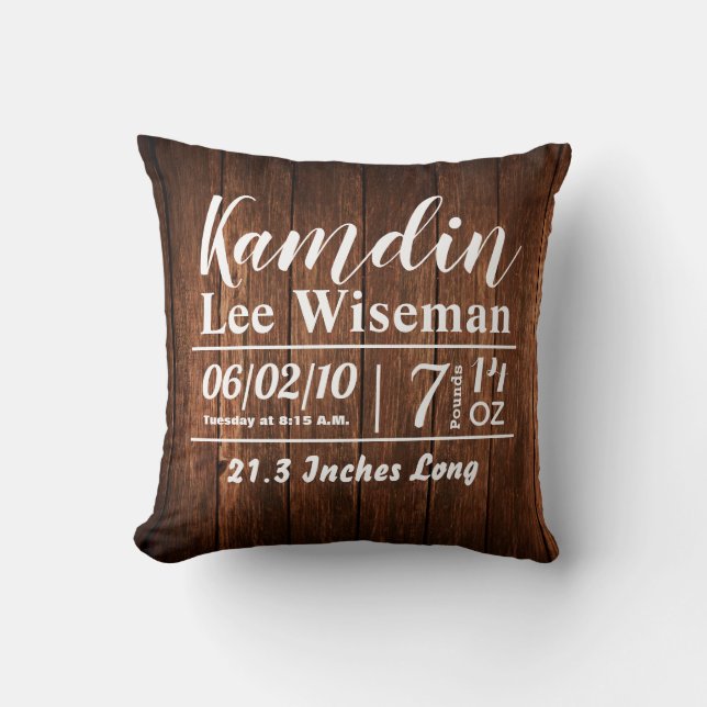 Personlig Birth Pillow Barn Wood Land Rustic Kudde (Framsida)