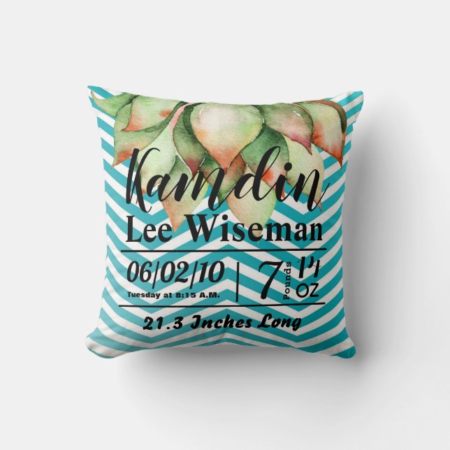 Personlig Birth Pillow Boho Cacti Cactus Succul Kudde (Framsida)