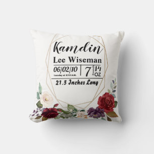 Personlig Birth Pillow Vit ros Guld Geometr Kudde