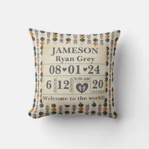 Personlig Birth Stats Boho Kudde