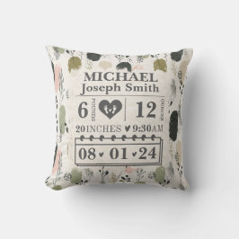 Personlig Birth Stats Boho Kudde