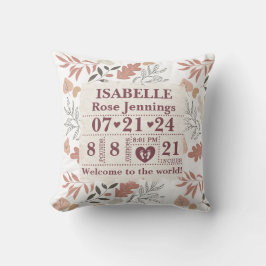 Personlig Birth Stats Boho Löv Kudde