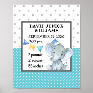 Personlig Birth Stats Milestone Pojke Poster